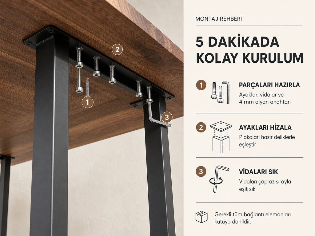 Endüstriyel Masif Ceviz Çalışma Masası