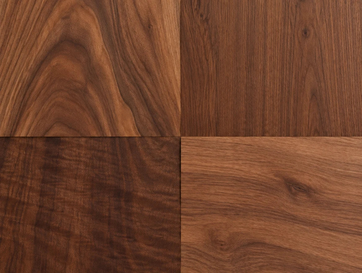 Koyu tonlu masif ceviz çalışma masasının doğal damar ve yüzey detayı